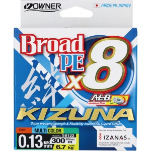 OWNER Шнур Kizuna X8 Broad PE multi color 10м 300м 0,13мм 6,7кг