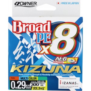 OWNER Шнур Kizuna X8 Broad PE multi color 10м 300м 0,29мм 22,3кг