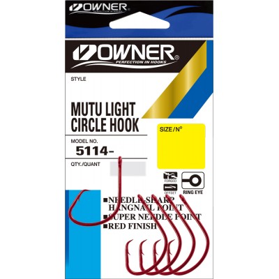 OWNER Крючок Mutu Light red №3/0 5шт