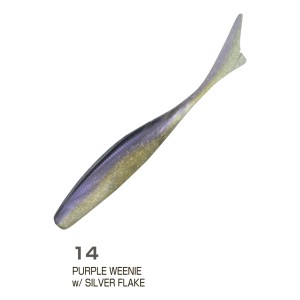 OWNER Слаг JR Minnow JRM-88 3,5" #14 Purple Weenie w/Silver Flake 8,8см 8шт