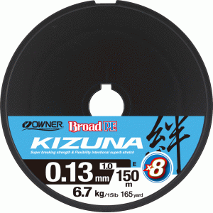 OWNER Шнур Kizuna X8 Broad PE multi color 10м 150м 0,13мм 6,7кг