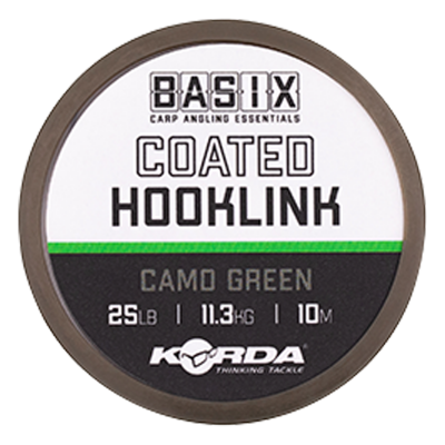 KORDA Поводковый материал Basix Coated Hooklink 25lb 10м Camo green