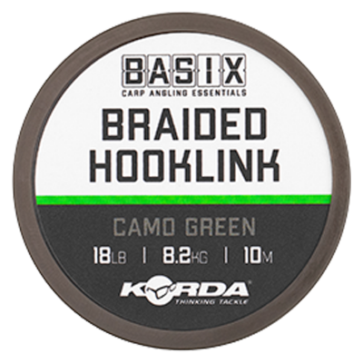 KORDA Поводковый материал Basix Braided Hooklink 18lb 10м Camo green
