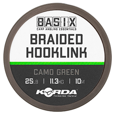 KORDA Поводковый материал Basix Braided Hooklink 25lb 10м Camo green