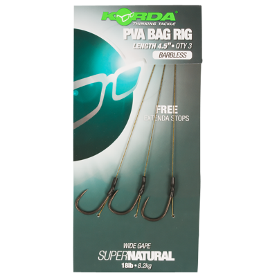 KORDA Поводок готовый Solidz PVA Rig 18lb Wide Gape Barbless №4 безбородый