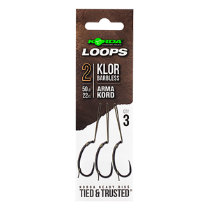 KORDA Поводок готовый Loop Rigs Klor №2 50lb безбородый с крючком и волосом