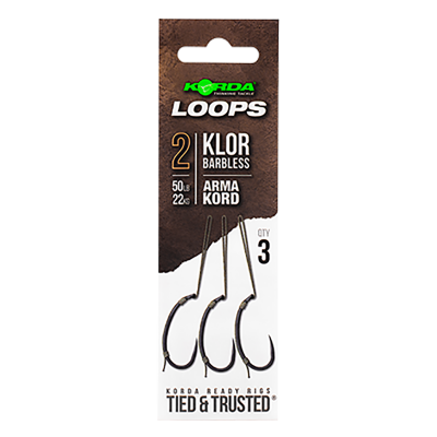 KORDA Поводок готовый Loop Rigs Kor №2 50lb безбородый с крючком и волосом