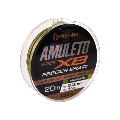 F-FISHING Шнур Amuleto Braid PE X8 Feeder 150м Multicolor 0,12мм 9,1кг/20lb
