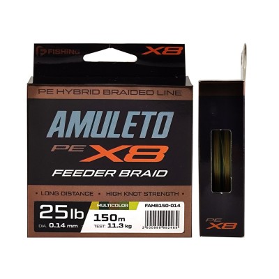 F-FISHING Шнур Amuleto Braid PE X8 Feeder 150м Multicolor 0,14мм 11,3кг/25lb F-FISHING Шнур Amuleto Braid PE X8 Feeder 150м Multicolor 0,14мм 11,3кг/25lb