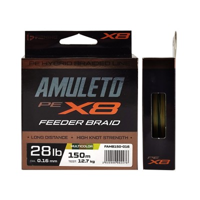 F-FISHING Шнур Amuleto Braid PE X8 Feeder 150м Multicolor 0,16мм 12,7кг/28lb F-FISHING Шнур Amuleto Braid PE X8 Feeder 150м Multicolor 0,16мм 12,7кг/28lb
