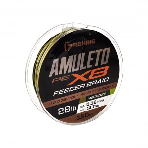 F-FISHING Шнур Amuleto Braid PE X8 Feeder 150м Multicolor 0,18мм 17,2кг/38lb