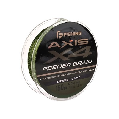 F-FISHING Шнур Axis Braid PE X4 Feeder 150м Grass Camo 0,12мм 7кг/15lb