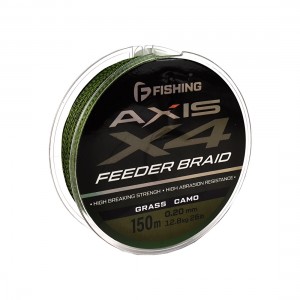 F-FISHING Шнур Axis Braid PE X4 Feeder 150м Grass Camo 0,20мм 12,8кг/26lb