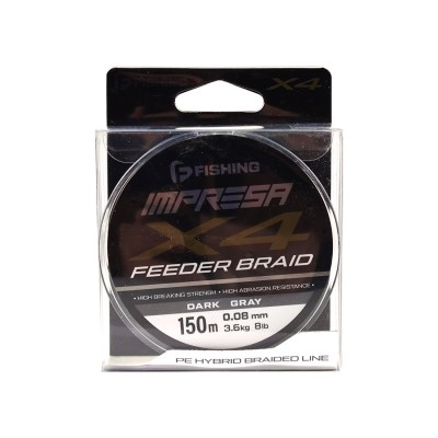 F-FISHING Шнур Impresa Braid PE X4 Feeder 150м Dark Grey 0,08мм 3,6кг/8lb F-FISHING Шнур Impresa Braid PE X4 Feeder 150м Dark Grey 0,08мм 3,6кг/8lb