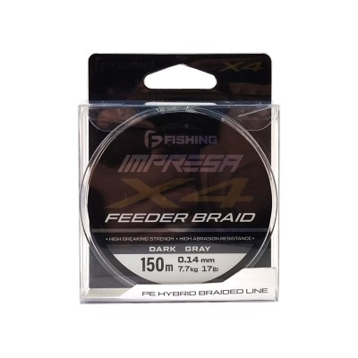 F-FISHING Шнур Impresa Braid PE X4 Feeder 150м Dark Grey 0,14мм 7,7кг/17lb F-FISHING Шнур Impresa Braid PE X4 Feeder 150м Dark Grey 0,14мм 7,7кг/17lb