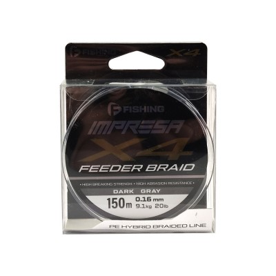 F-FISHING Шнур Impresa Braid PE X4 Feeder 150м Dark Grey 0,16мм 9,1кг/20lb F-FISHING Шнур Impresa Braid PE X4 Feeder 150м Dark Grey 0,16мм 9,1кг/20lb