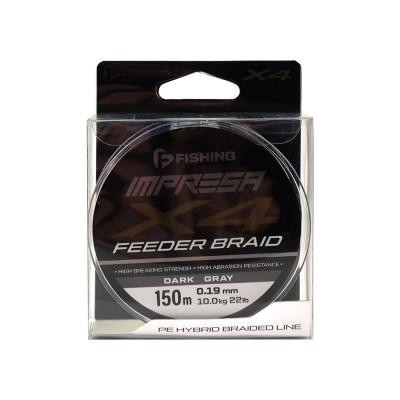 F-FISHING Шнур Impresa Braid PE X4 Feeder 150м Dark Grey 0,19мм 10кг/22lb