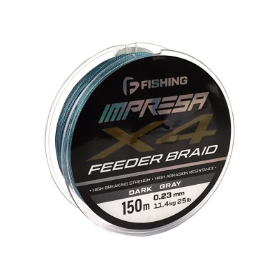 F-FISHING Шнур Impresa Braid PE X4 Feeder 150м Dark Grey 0,23мм 11,4кг/25lb