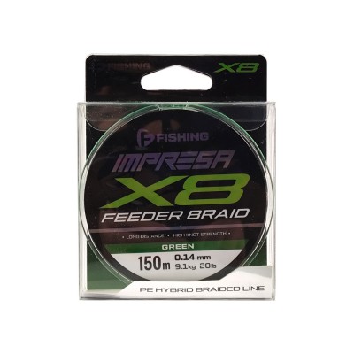 F-FISHING Шнур Impresa Braid PE X8 Feeder 150м Green 0,14мм 9,1кг/20lb F-FISHING Шнур Impresa Braid PE X8 Feeder 150м Green 0,14мм 9,1кг/20lb