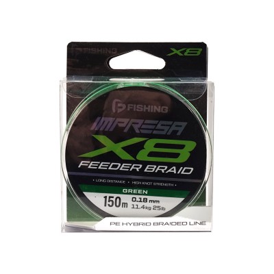 F-FISHING Шнур Impresa Braid PE X8 Feeder 150м Green 0,18мм 11,4кг/25lb F-FISHING Шнур Impresa Braid PE X8 Feeder 150м Green 0,18мм 11,4кг/25lb