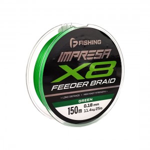 F-FISHING Шнур Impresa Braid PE X8 Feeder 150м Green 0,18мм 11,4кг/25lb