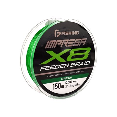 F-FISHING Шнур Impresa Braid PE X8 Feeder 150м Green 0,18мм 11,4кг/25lb