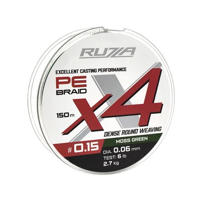 RUZZA Шнур X4 150м Moss Green 0,06мм 2,7кг/6lb