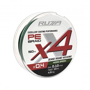 RUZZA Шнур X4 150м Moss Green 0,10мм 4,6кг/10lb