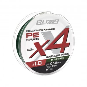 RUZZA Шнур X4 150м Moss Green 0,16мм 9,1кг/20lb