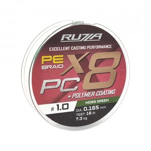 RUZZA Шнур X8 PC 150м Moss Green 0,165мм 7,3кг/16lb