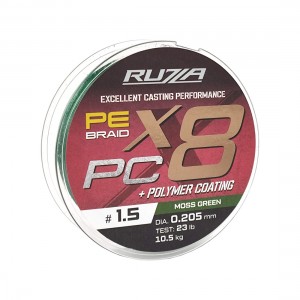 RUZZA Шнур X8 PC 150м Moss Green 0,205мм 10,5кг/23lb