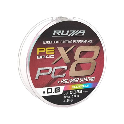 RUZZA Шнур X8 PC 150м Multicolor 0,128мм 4,5кг/10lb