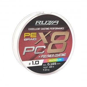 RUZZA Шнур X8 PC 150м Multicolor 0,165мм 7,3кг/16lb