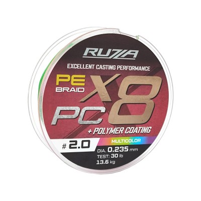 RUZZA Шнур X8 PC 150м Multicolor 0,235мм 13,6кг/30lb