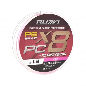RUZZA Шнур X8 PC 150м Pink 0,185мм 8,2кг/18lb