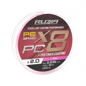 RUZZA Шнур X8 PC 150м Pink 0,235мм 13,6кг/30lb