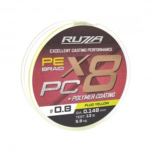RUZZA Шнур X8 PC 150м Fluo Yellow 0,148мм 5,9кг/13lb