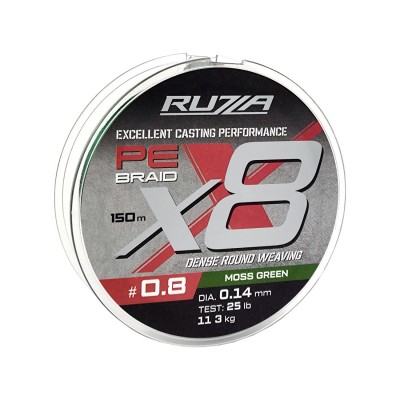 RUZZA Шнур X8 150м Moss Green 0,14мм 11,3кг/25lb