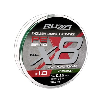 RUZZA Шнур X8 150м Moss Green 0,16мм 12,7кг/28lb
