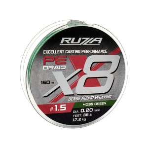 RUZZA Шнур X8 150м Moss Green 0,20мм 17,2кг/38lb