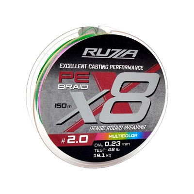 RUZZA Шнур X8 150м Multicolor 0,23мм 19,1кг/42lb