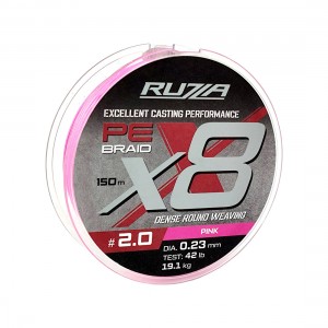 RUZZA Шнур X8 150м Pink 0,23мм 19,1кг/42lb