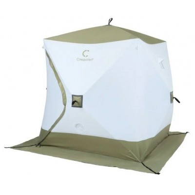Палатка зимняя куб СЛЕДОПЫТ 2,1 х2,1 м, Oxford 210D PU 1000, S по полу 4,4 кв.м, цв. оливковый/белый