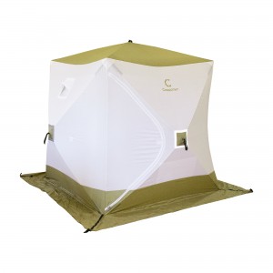 Палатка зимняя куб СЛЕДОПЫТ 1,8 х1,8 м, Oxford 210D PU 1000, S по полу 3,2  кв.м, цв. оливковый/белый