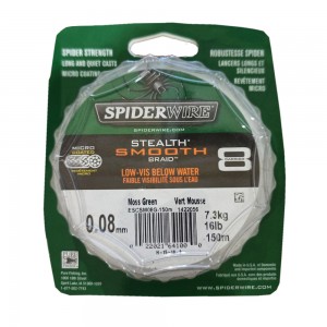 SPIDERWIRE Шнур плетеный Х8 Braid Stealth Smooth 150м темнозеленый 0,08мм 7,3кг