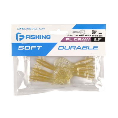 F-FISHING Рак FL Craw 2.5" #131 Pearl White 12см 6шт F-FISHING Рак FL Craw 2.5" #131 Pearl White 12см 6шт