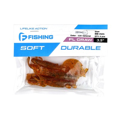 F-FISHING Рак Craw 3.5" #119 Caramel 8.8см 4шт