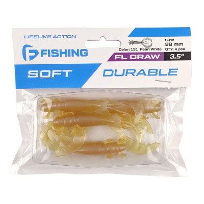 F-FISHING Рак FL Craw 3.5" #131 Pearl White 8.8см 4шт