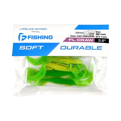F-FISHING Рак Craw 3.5" #1527 Lime/Lime Chartreuse 8.8см 4шт F-FISHING Рак Craw 3.5" #1527 Lime/Lime Chartreuse 8.8см 4шт