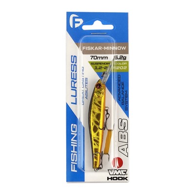 F-FISHING Воблер Fiskar Minnow 70DR-SP 70мм 6.2г 1.2-2.0м F202 Суспендр